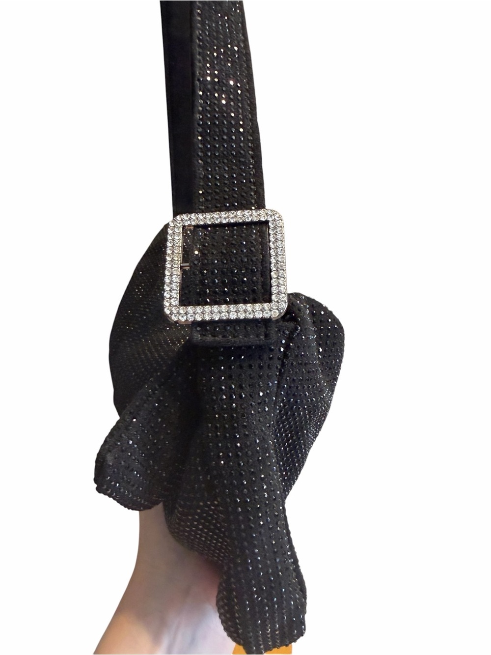Black Sparkly Shoulder Bag w/Subtle Stud Detail - Picture 3 of 4